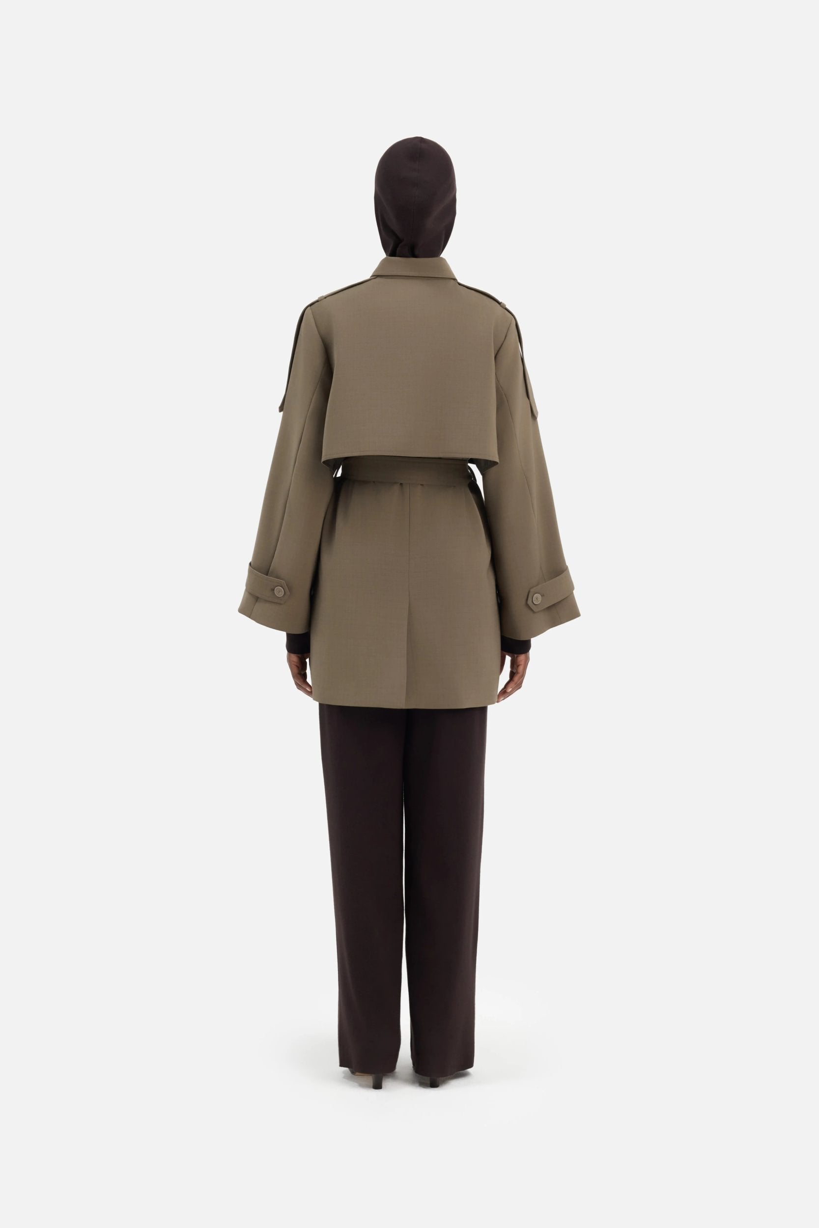 Short Trench Jacket | Smoke Green