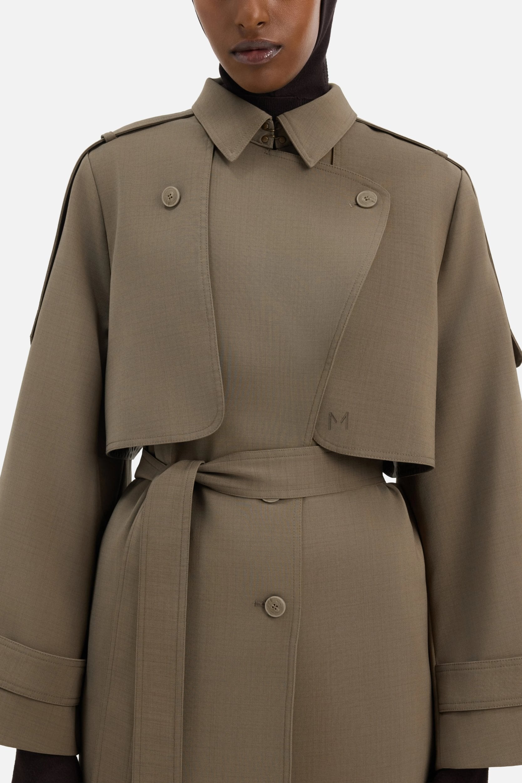 Short Trench Jacket | Smoke Green | MERRACHI
