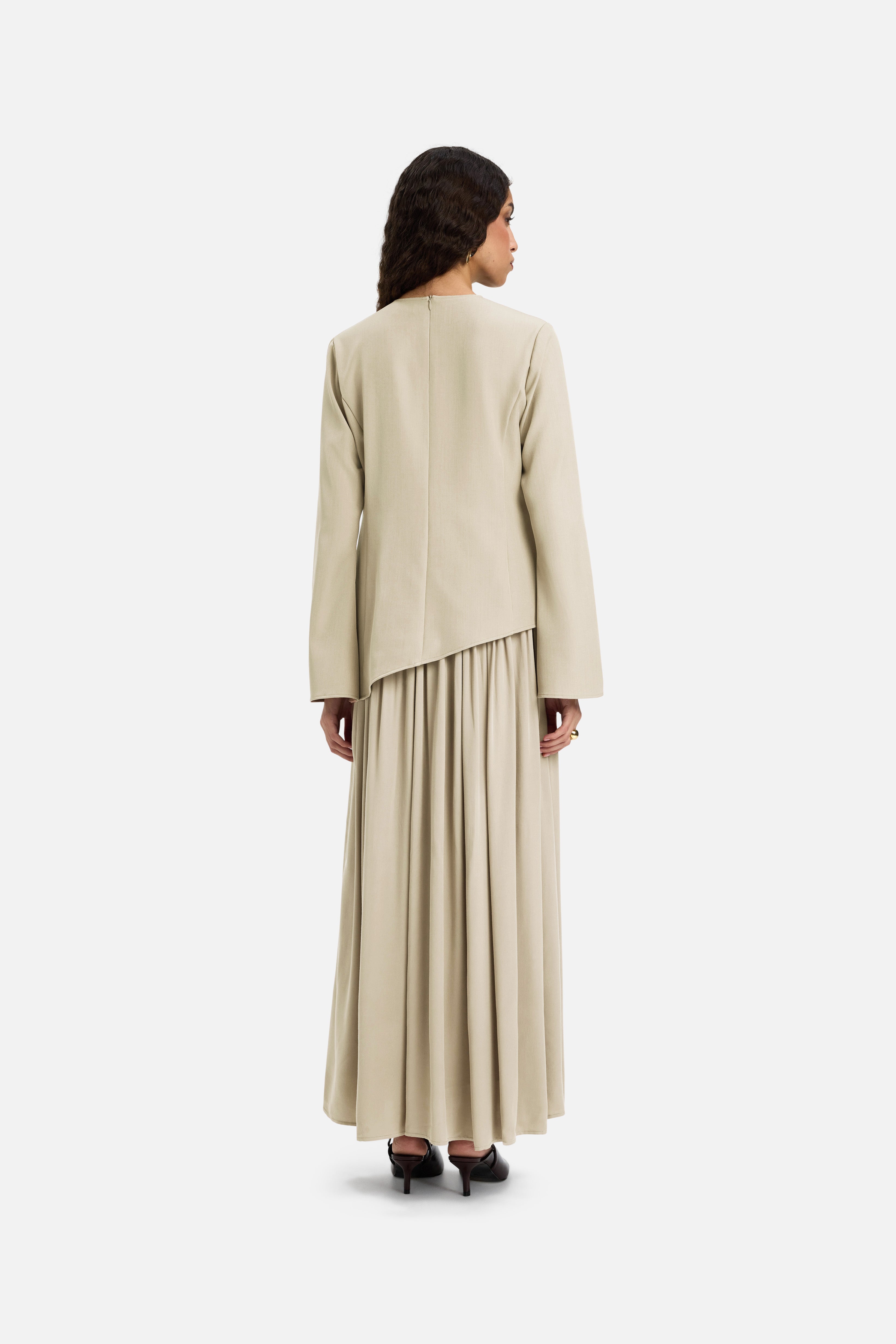 Soft Curved Tailored Dress | Sand