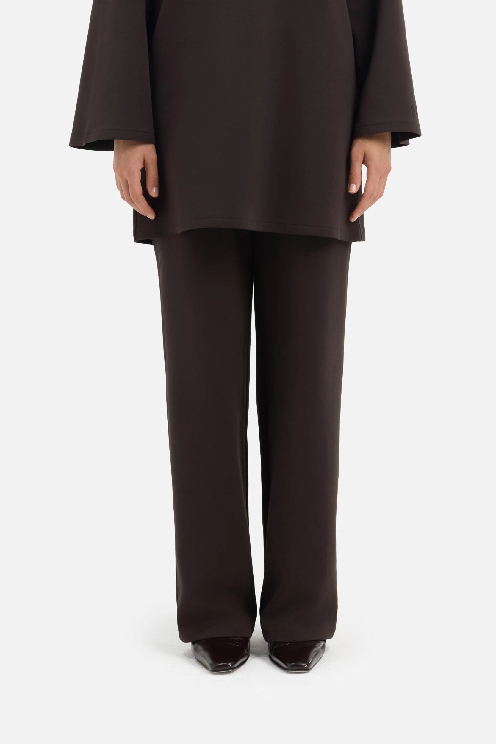 Straight Jersey Tailored Pants | Dark Truffle