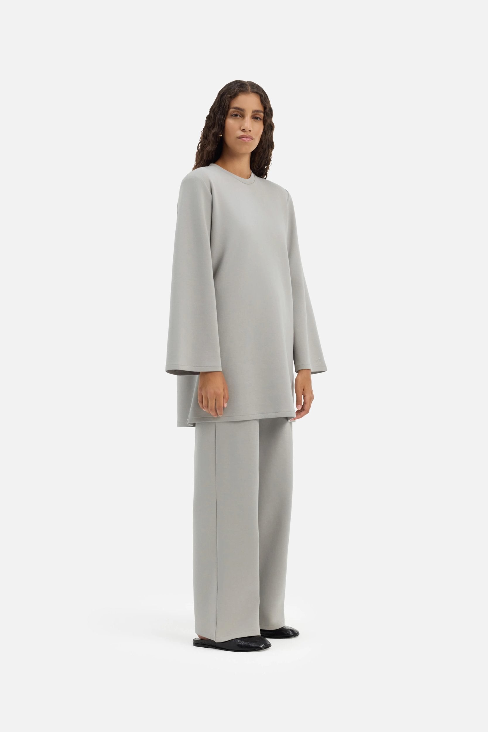 Straight Jersey Tailored Pants | Pale Grey