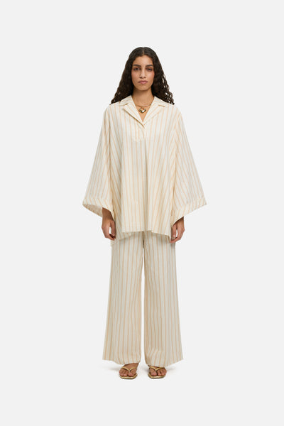 Striped Volume Shirt | Biscotti Stripe | MERRACHI