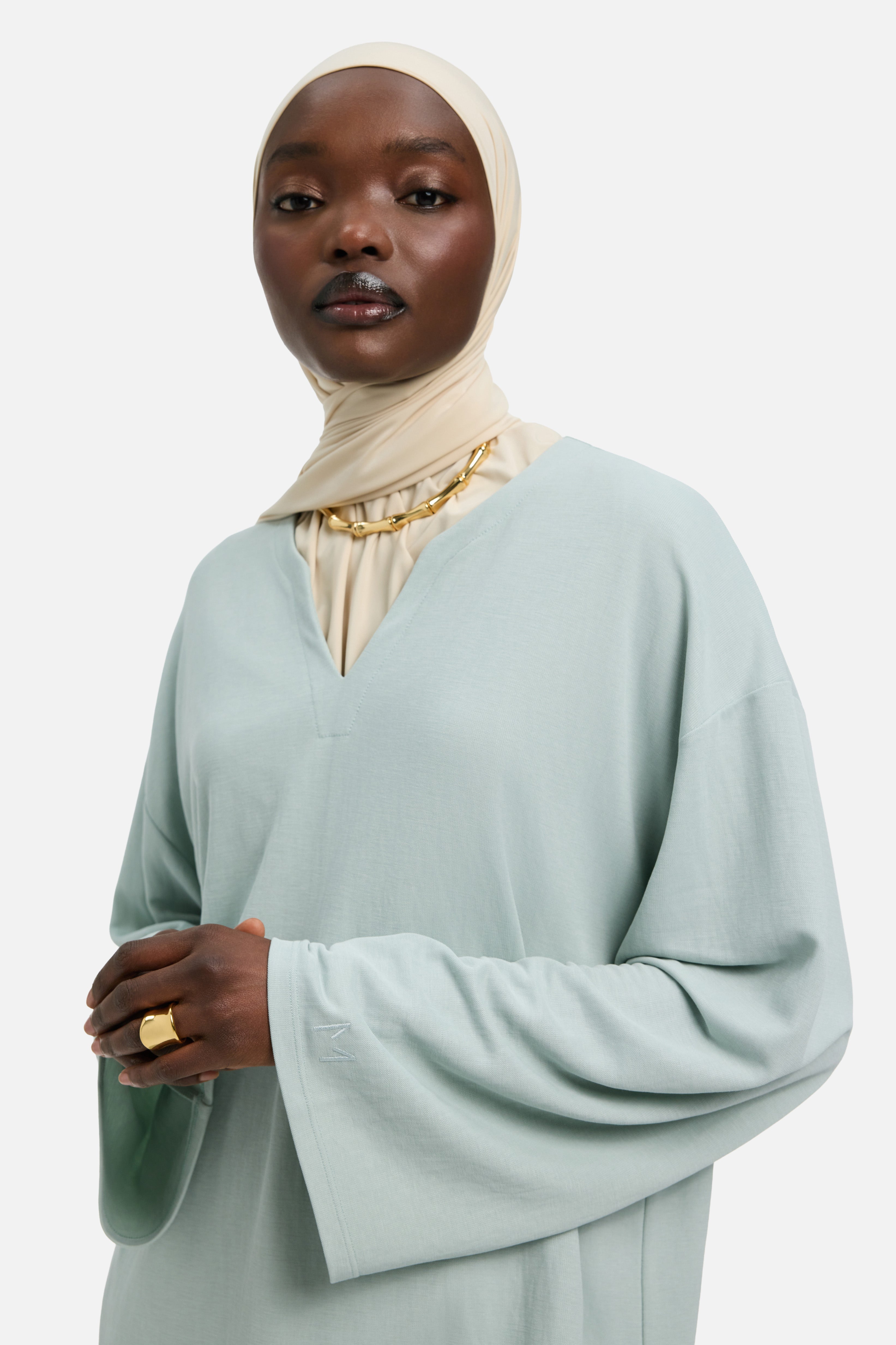 Summer Jersey Top | Aqua Gray
