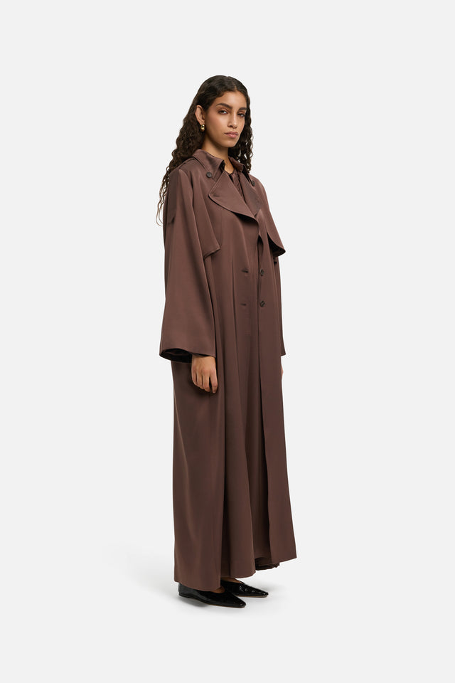 Summer Trench Abaya | Burnt Mocha