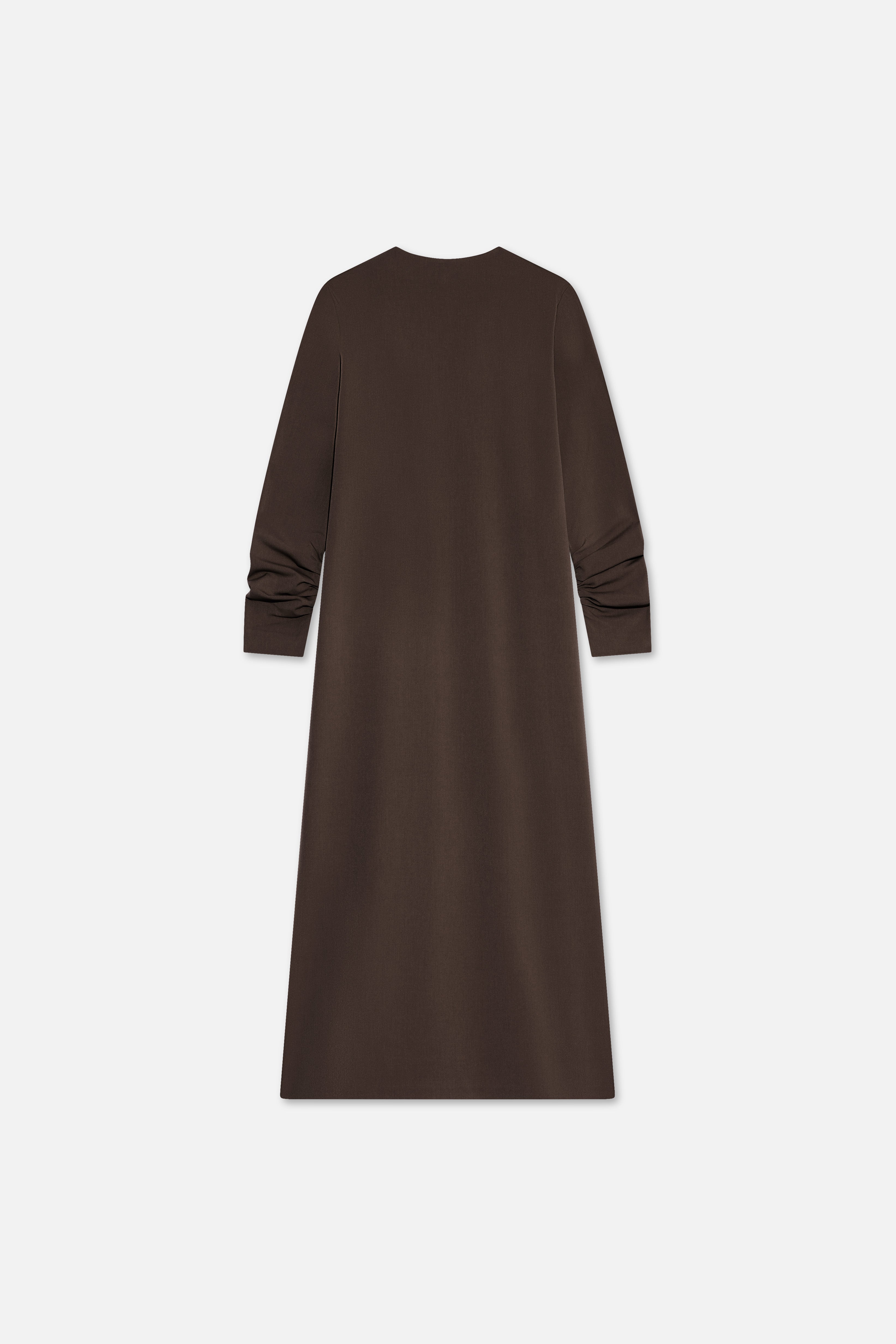 Tailored V-Neck Dress | Dark Brown