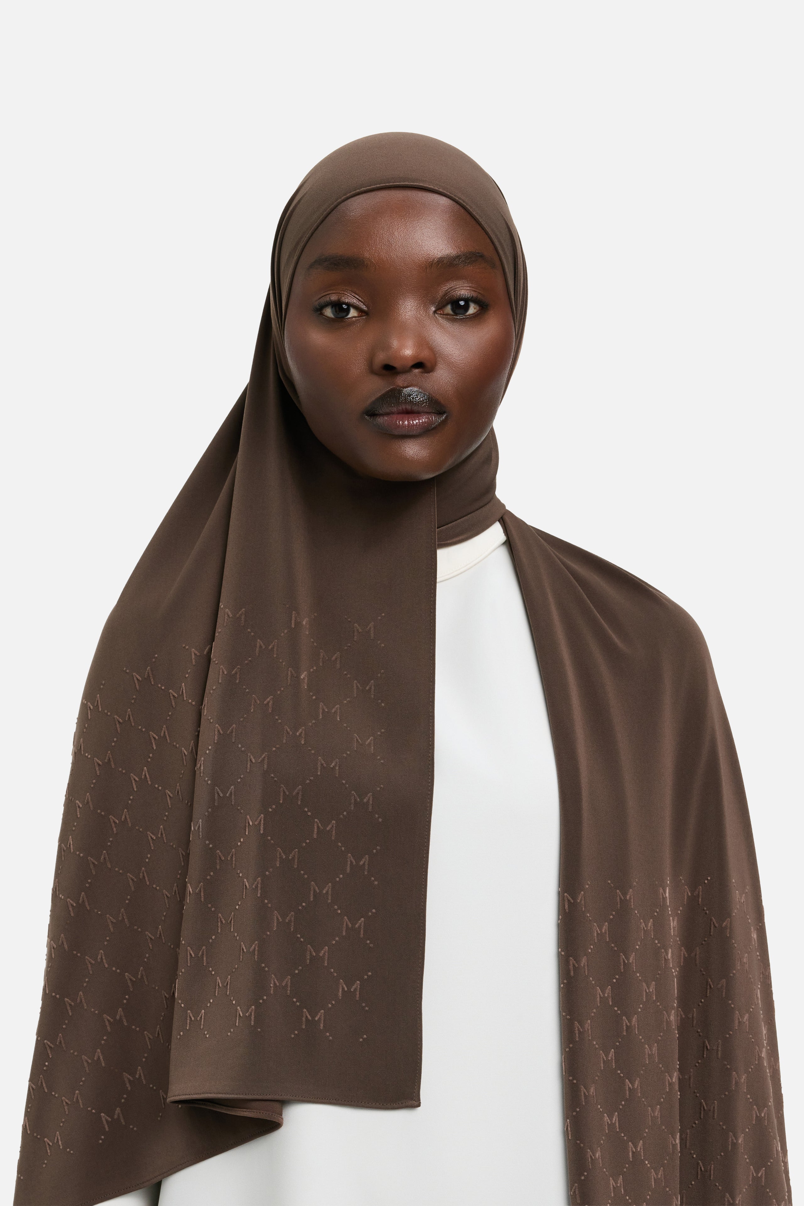The Monogram Flock Scarf Premium | Burnt Mocha
