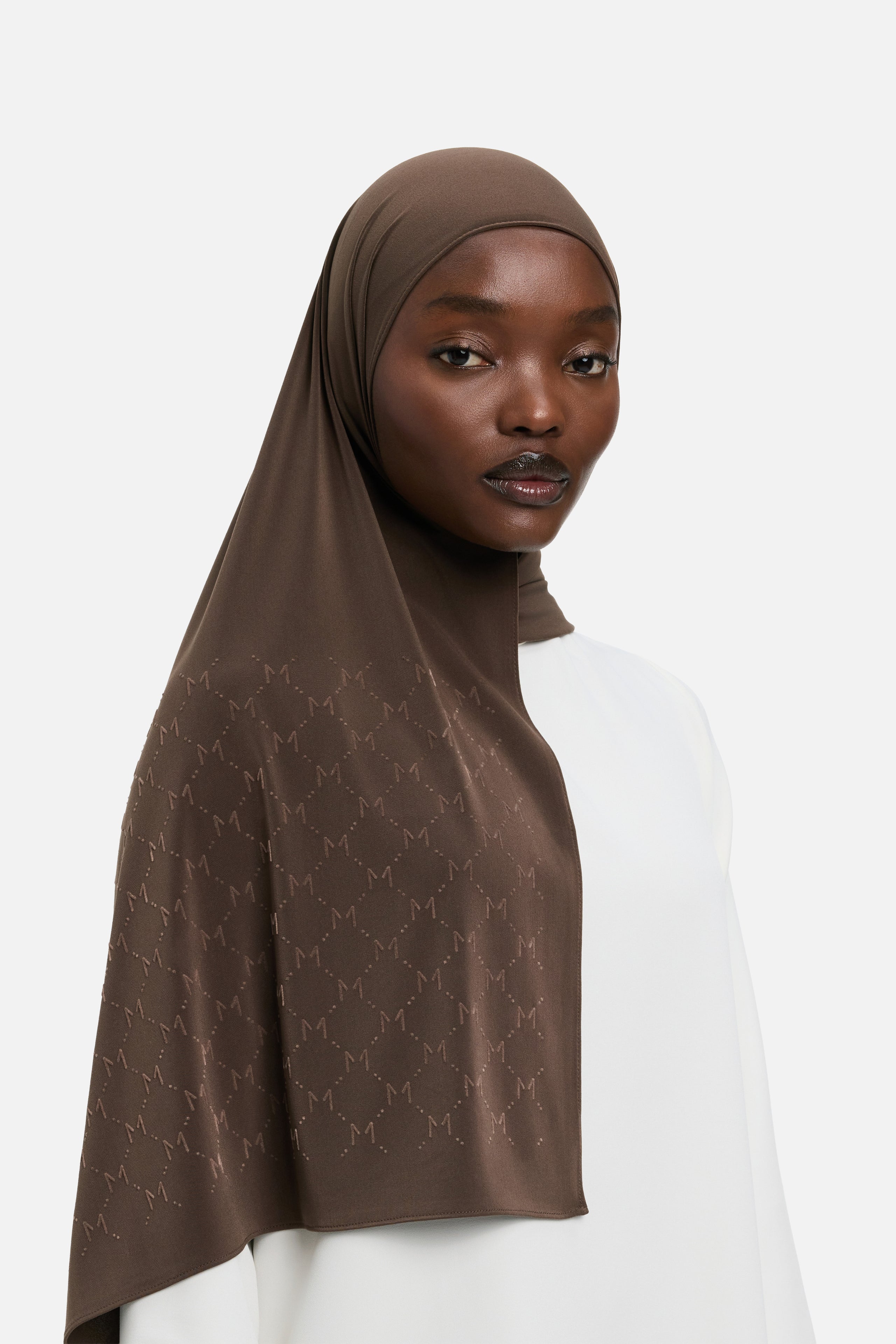 The Monogram Flock Scarf Premium | Burnt Mocha