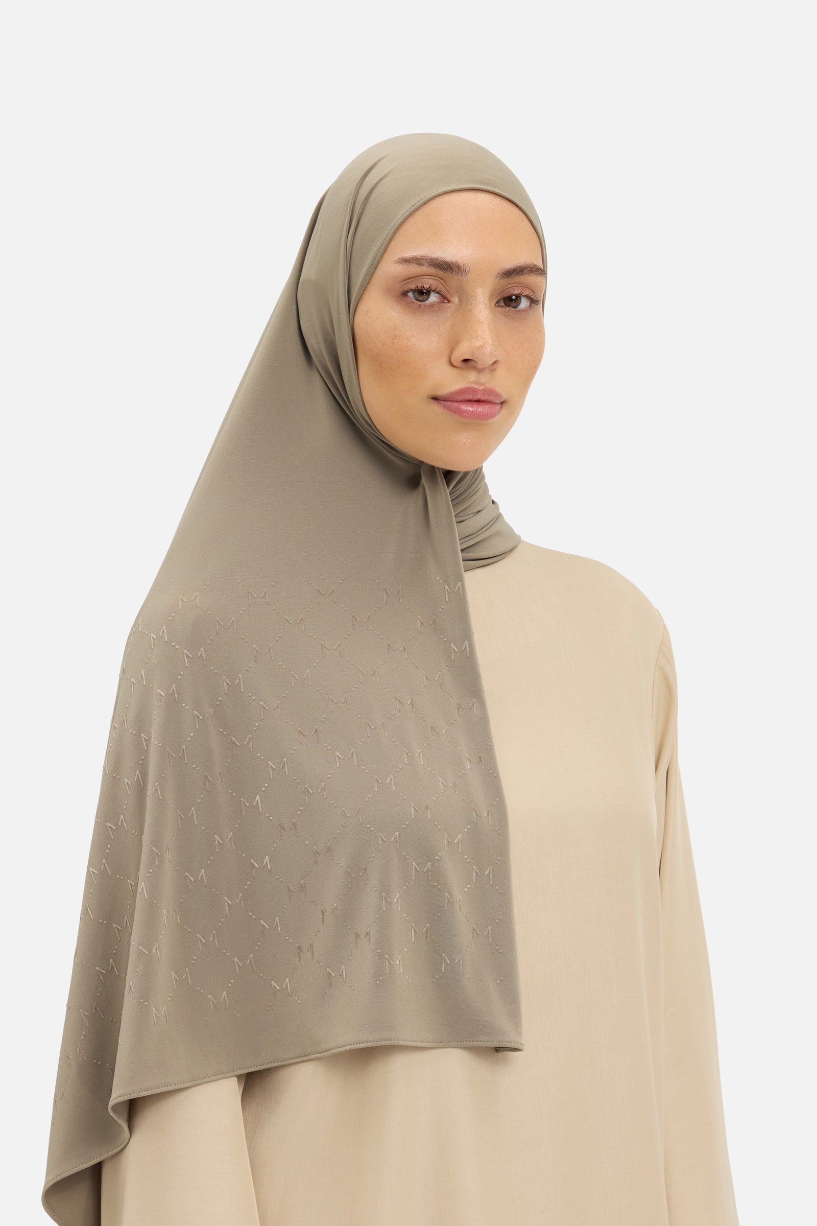 The Monogram Flock Scarf Premium | Taupe
