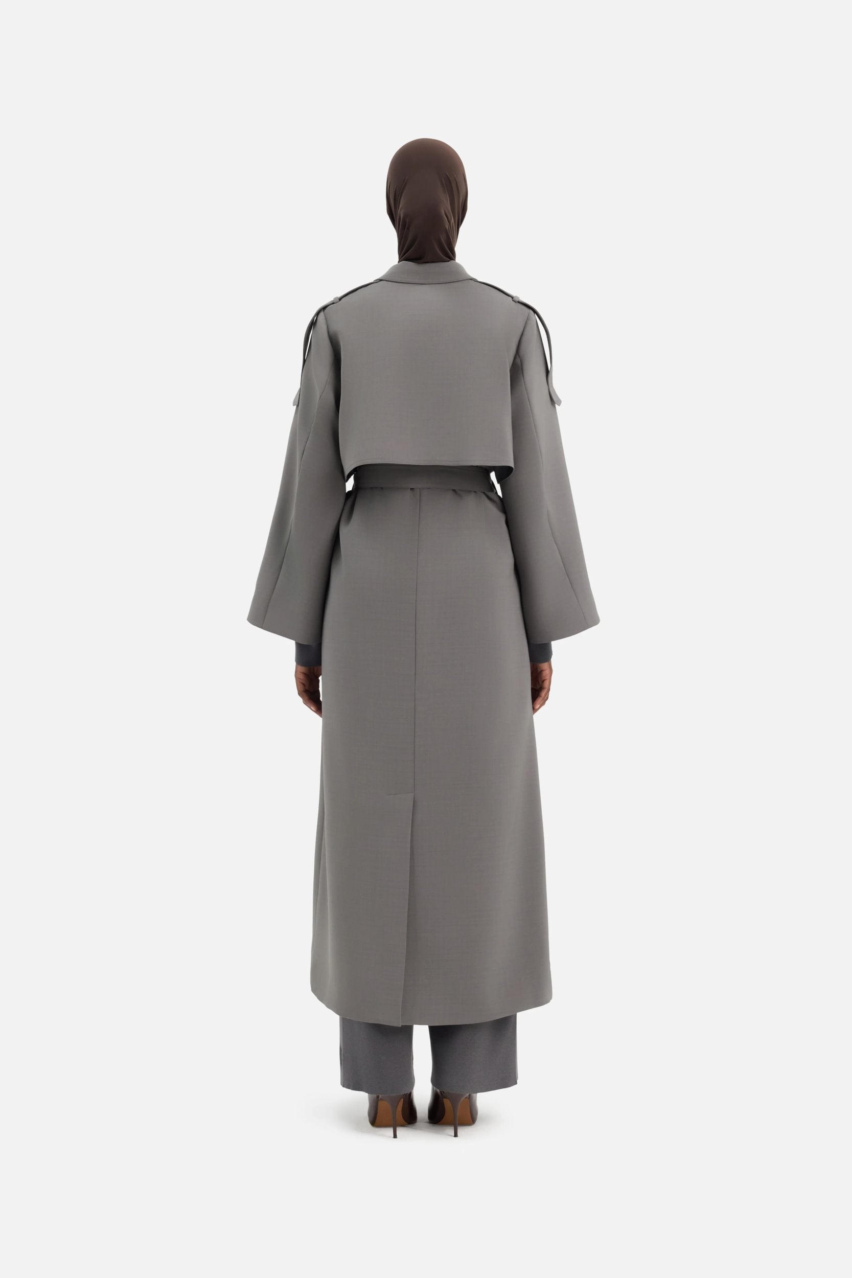Trench Abaya | Carbon Grey