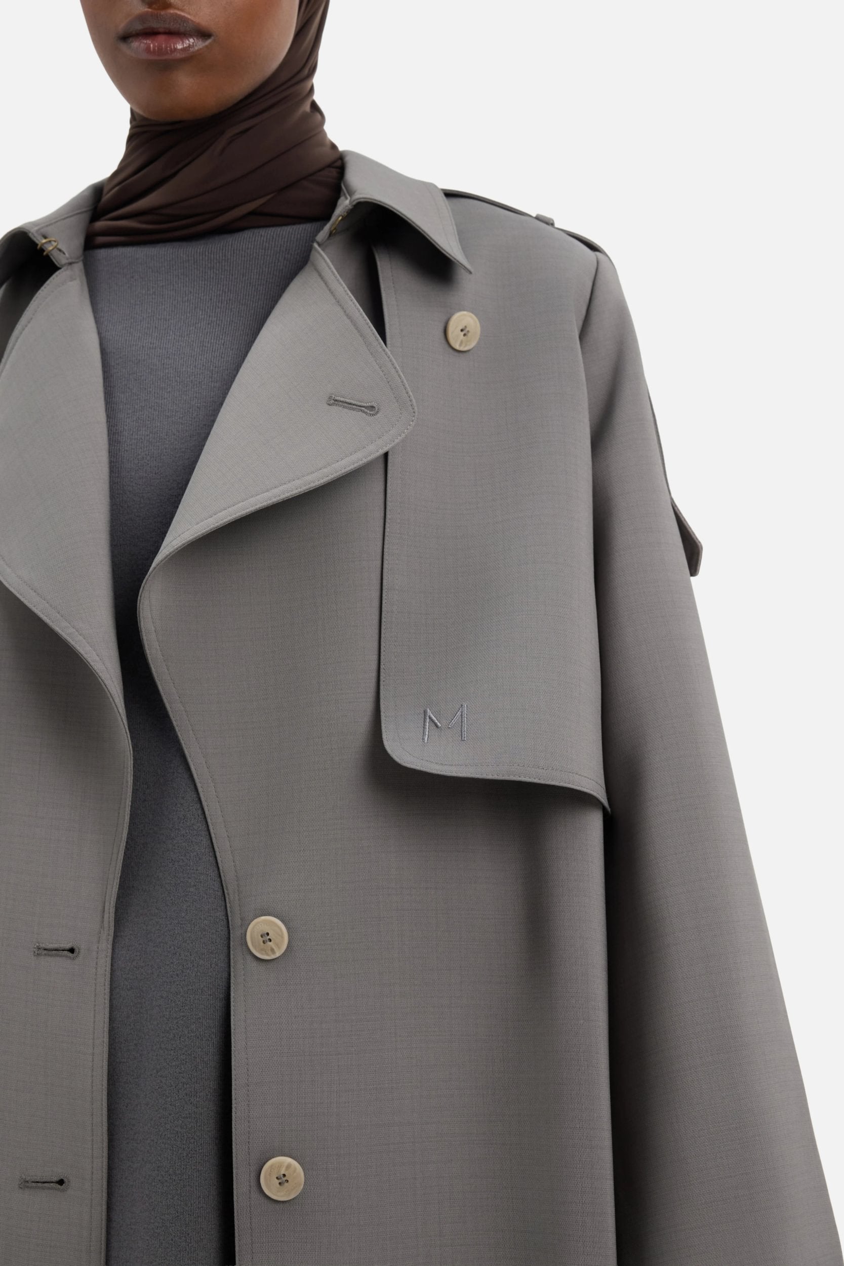 Trench Abaya | Carbon Grey