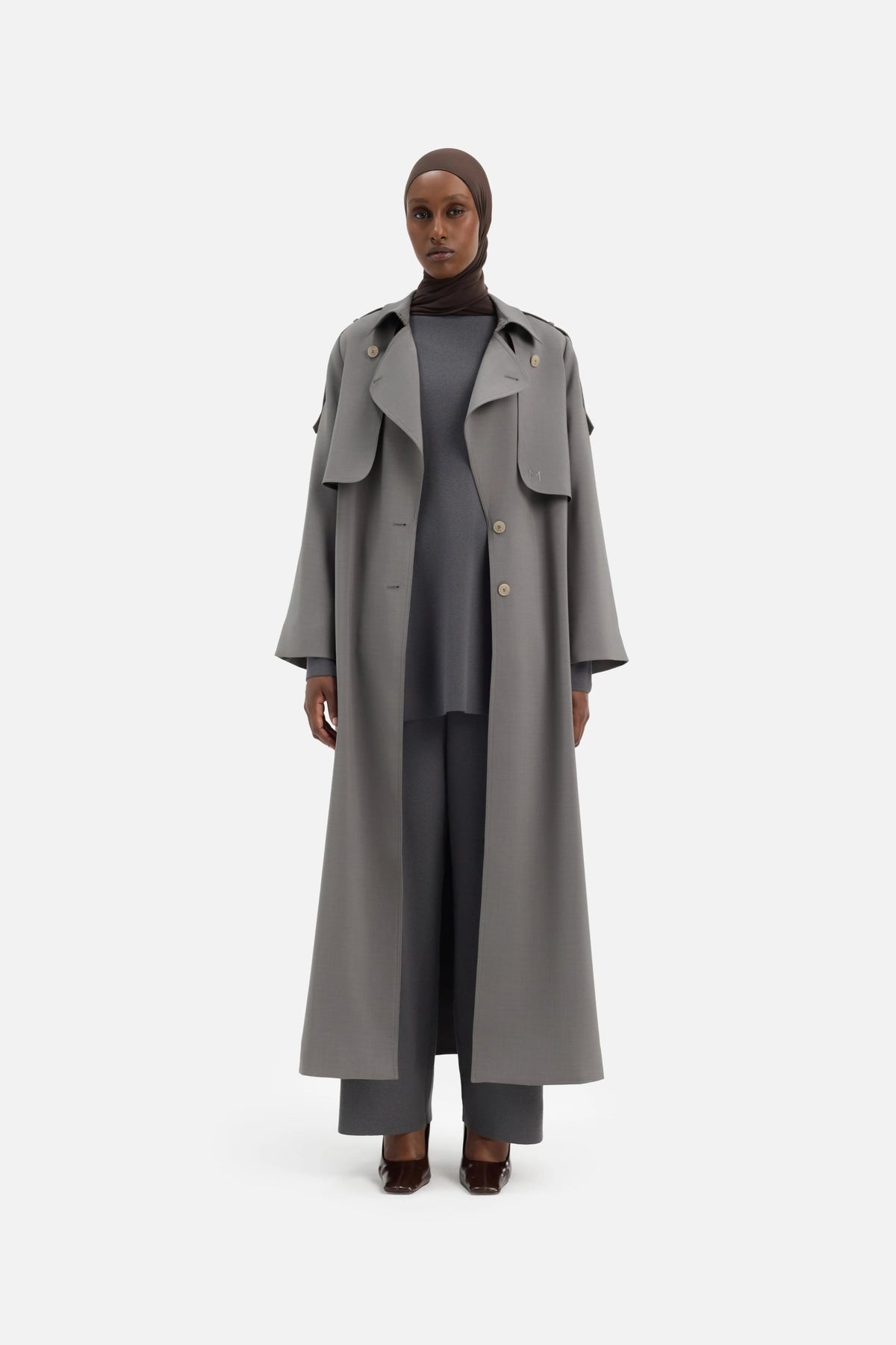 Trench Abaya | Carbon Grey