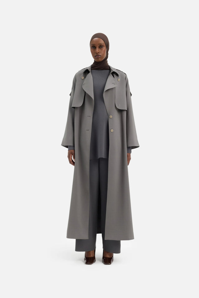 Trench Abaya | Carbon Grey
