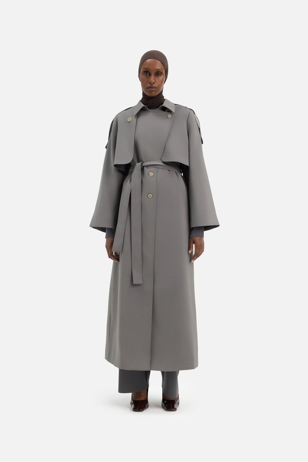 Trench Abaya | Carbon Grey