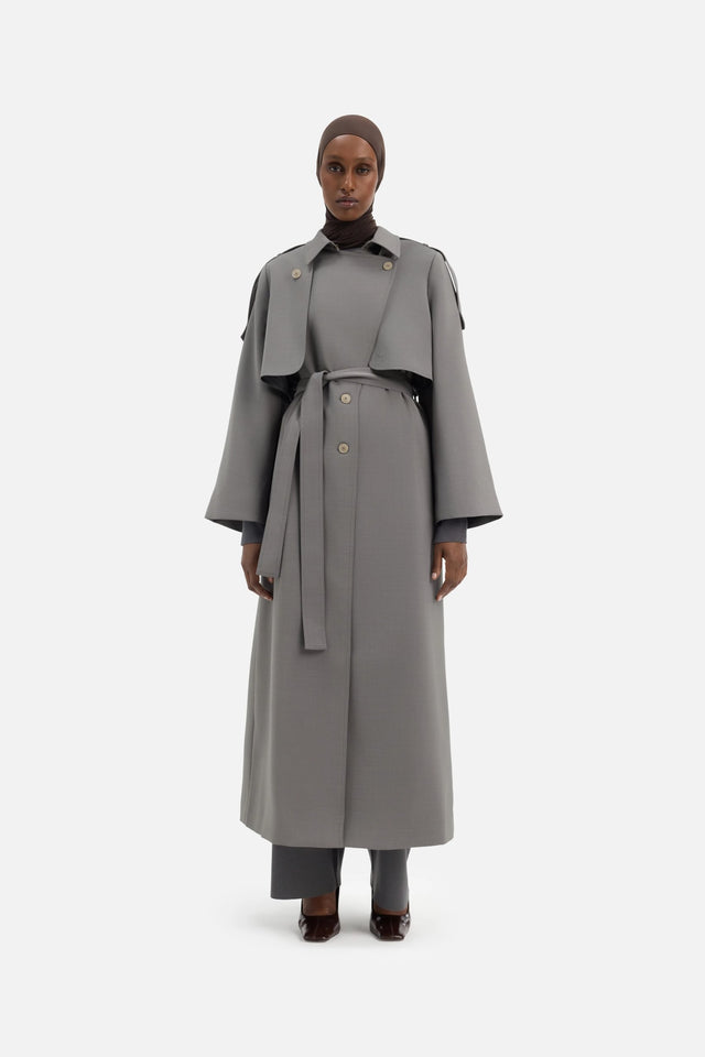 Trench Abaya | Carbon Grey
