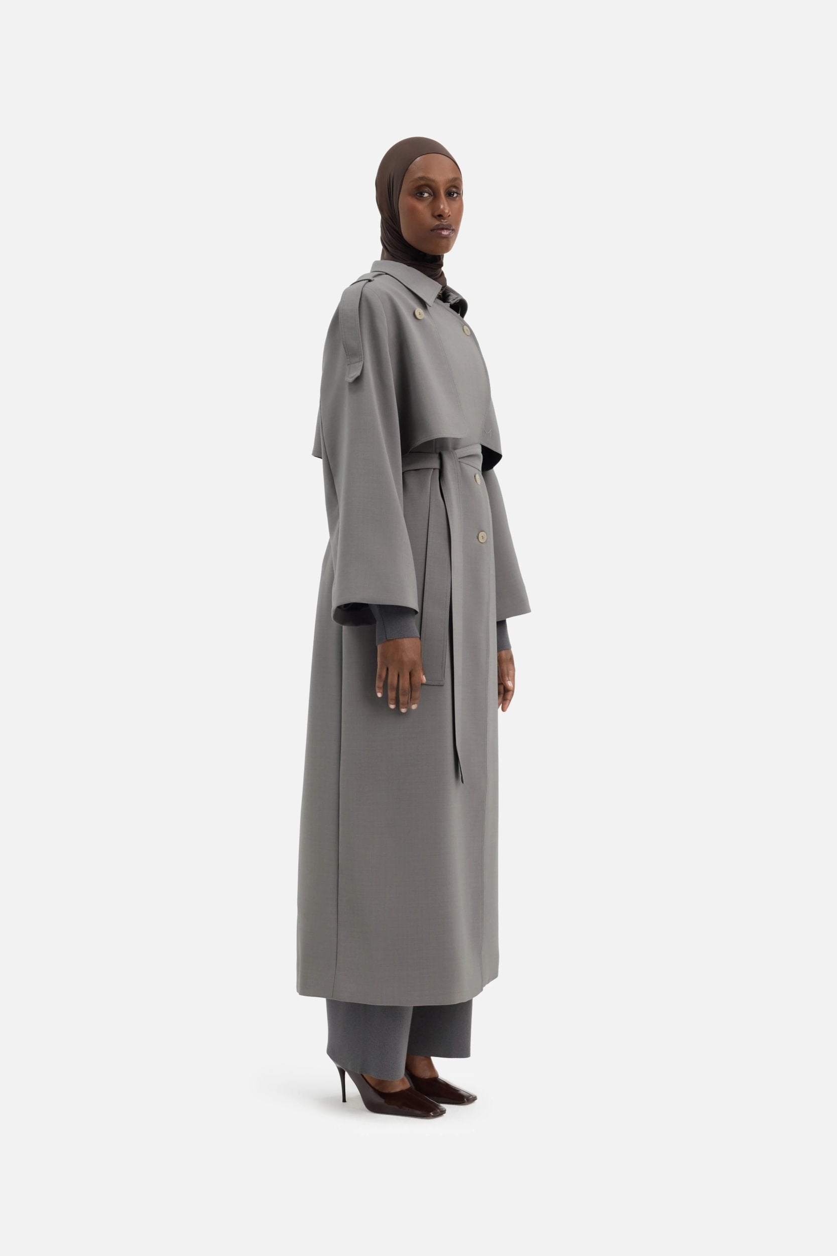 Trench Abaya | Carbon Grey