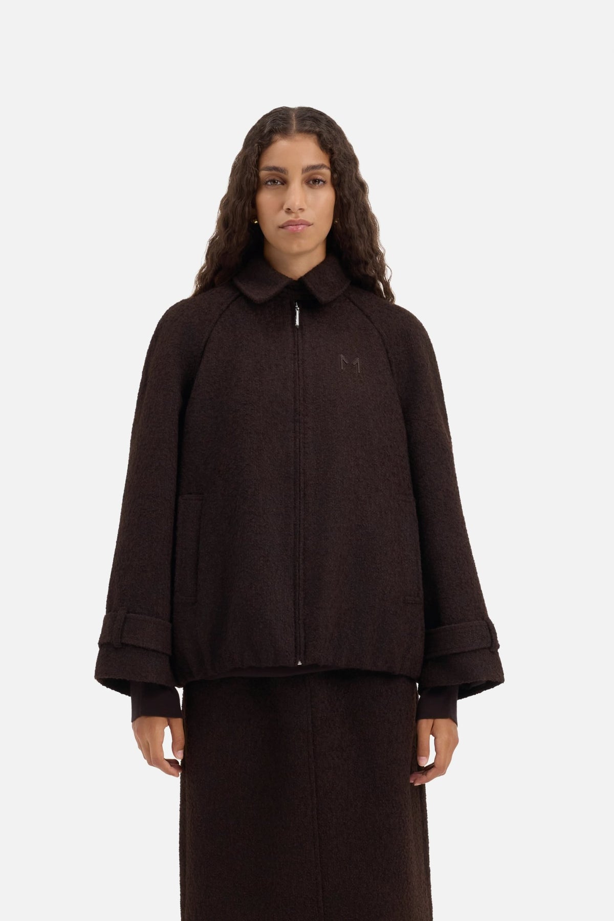 Tweed Bomber Jacket | Dark Truffle