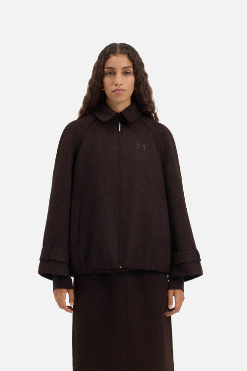 Tweed Bomber Jacket | Dark Truffle