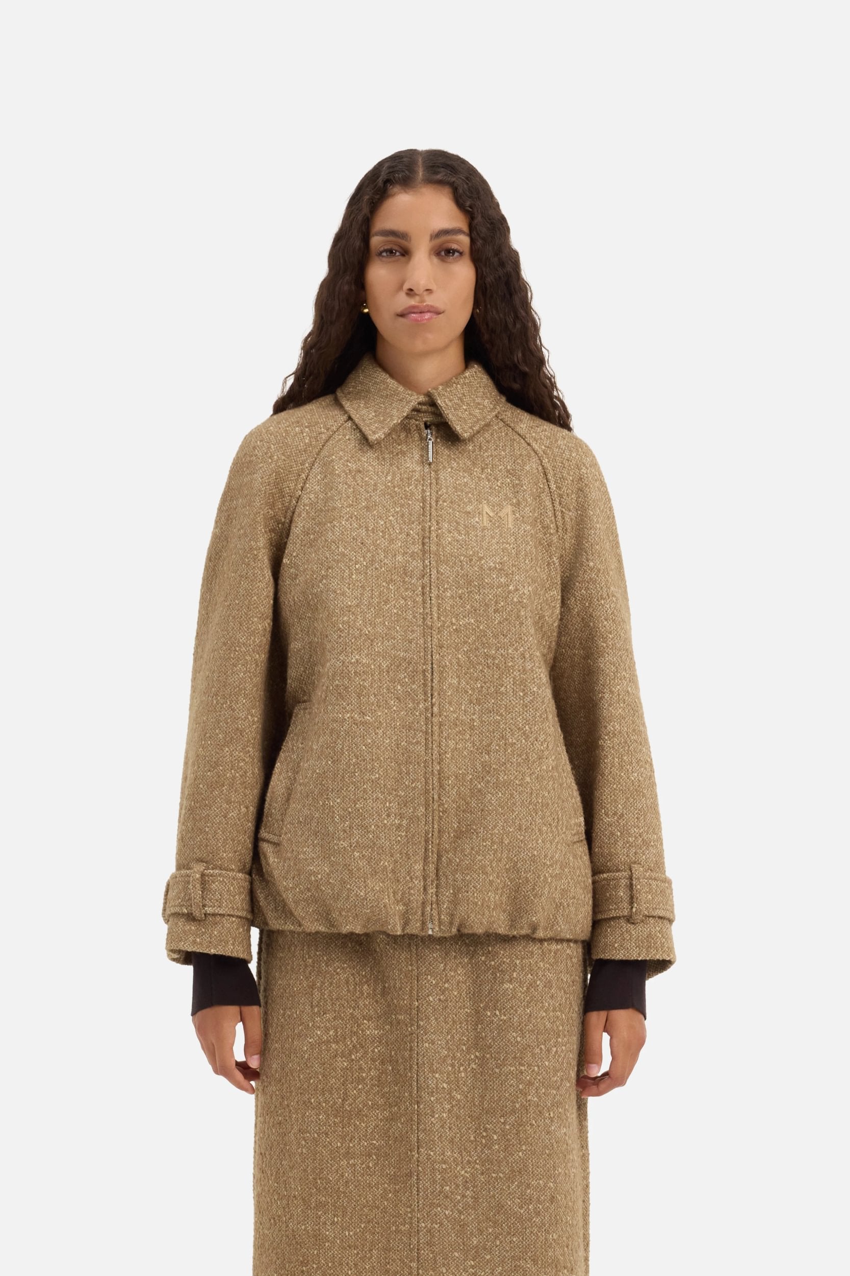 Tweed Bomber Jacket | White Pepper