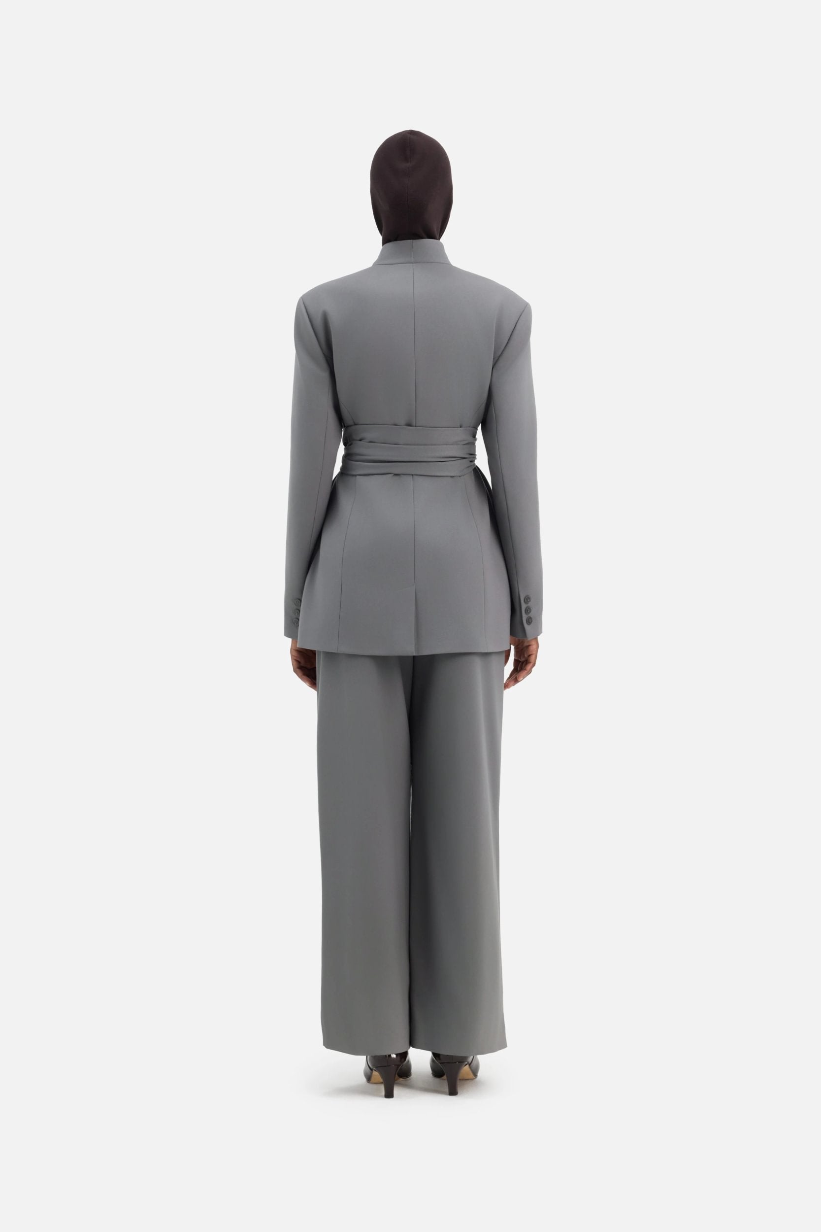 Wrap Belt Blazer | Carbon Grey