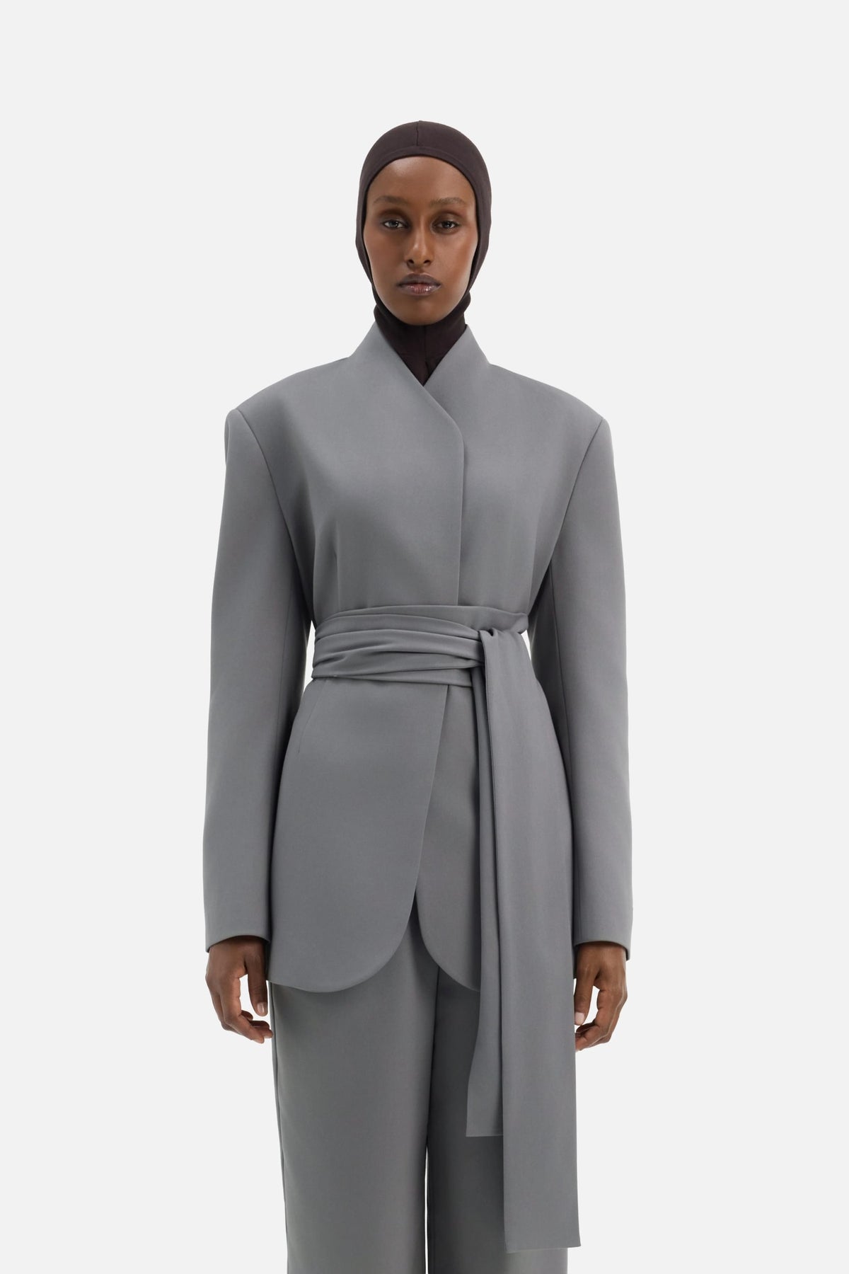 Wrap Belt Blazer | Carbon Grey