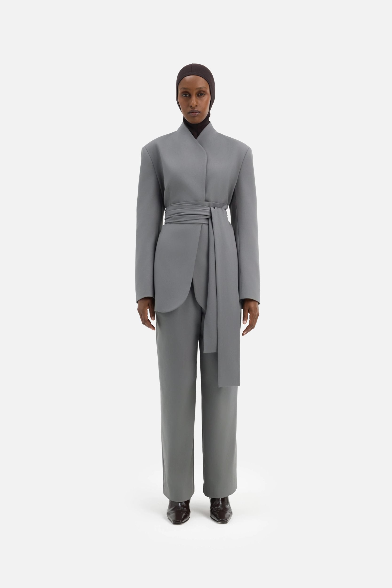 Wrap Belt Blazer | Carbon Grey