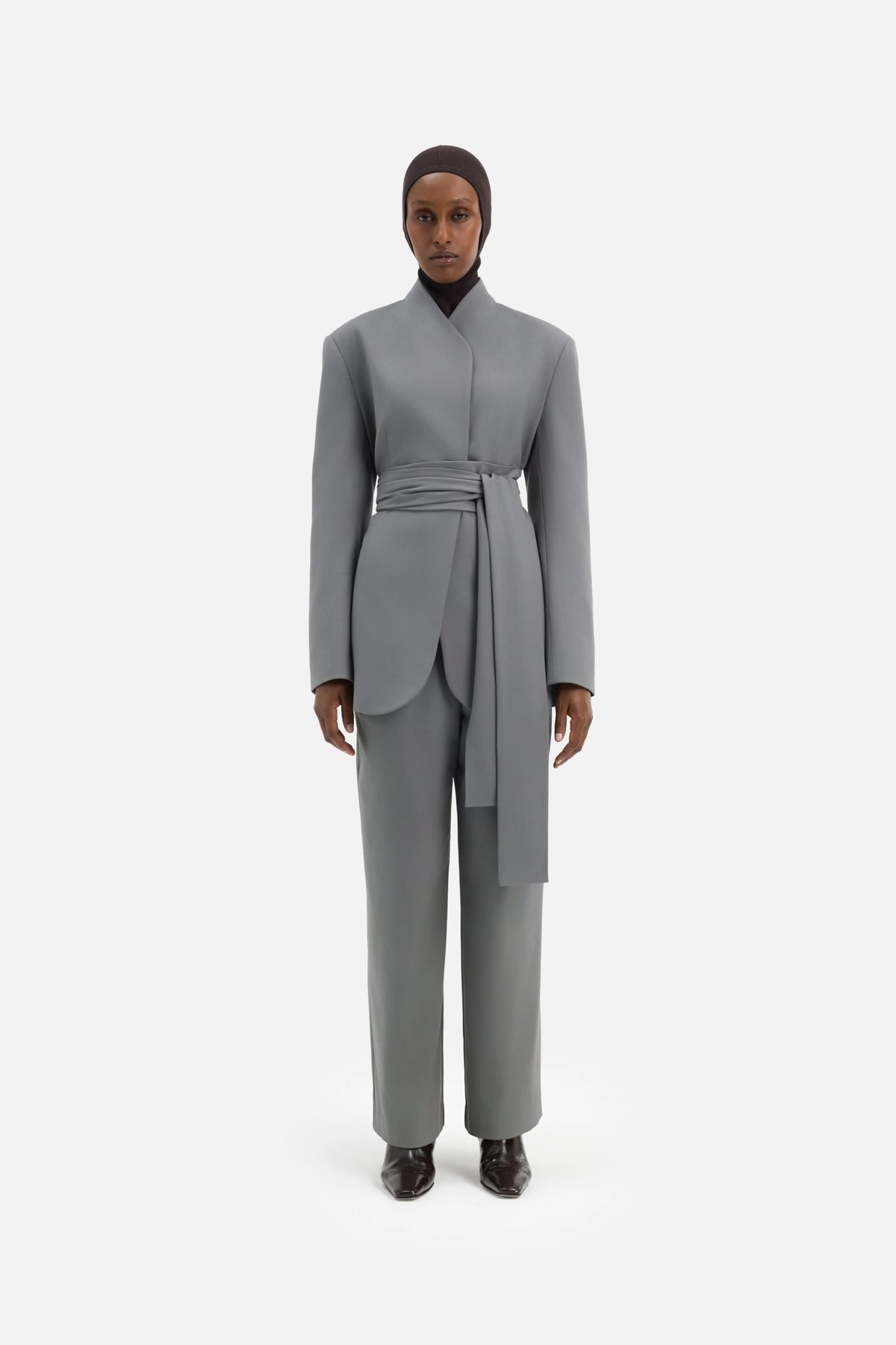 Wrap Belt Blazer | Carbon Grey
