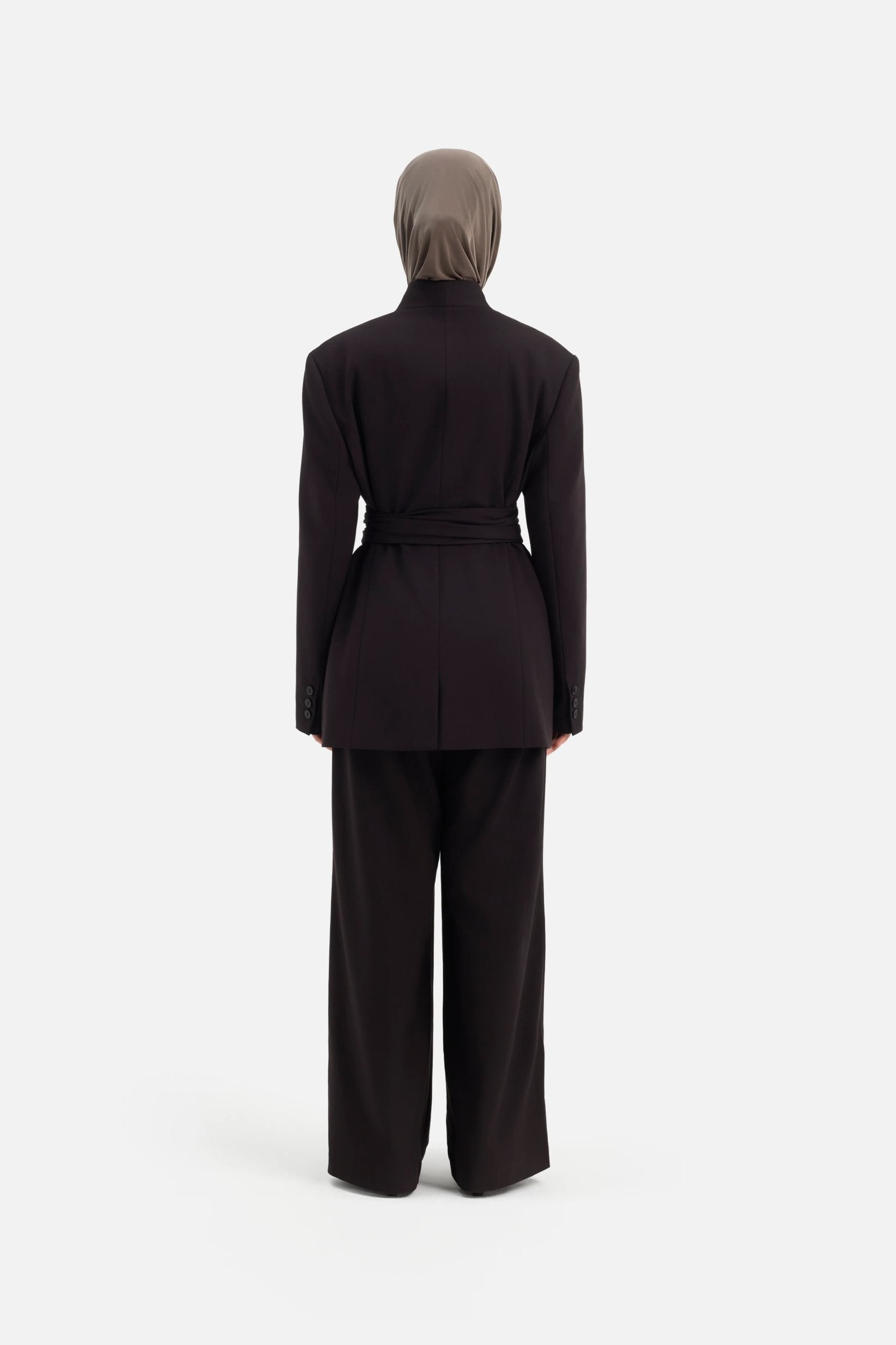 Wrap Belt Blazer | Dark Truffle