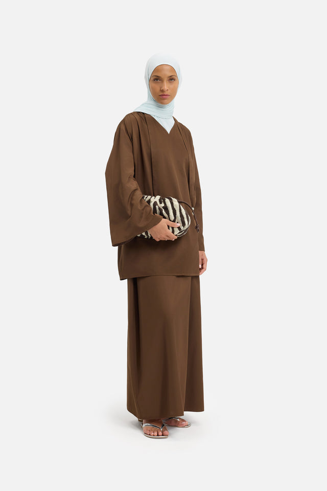 Zebra Gathered Pouch | Brown Zebra
