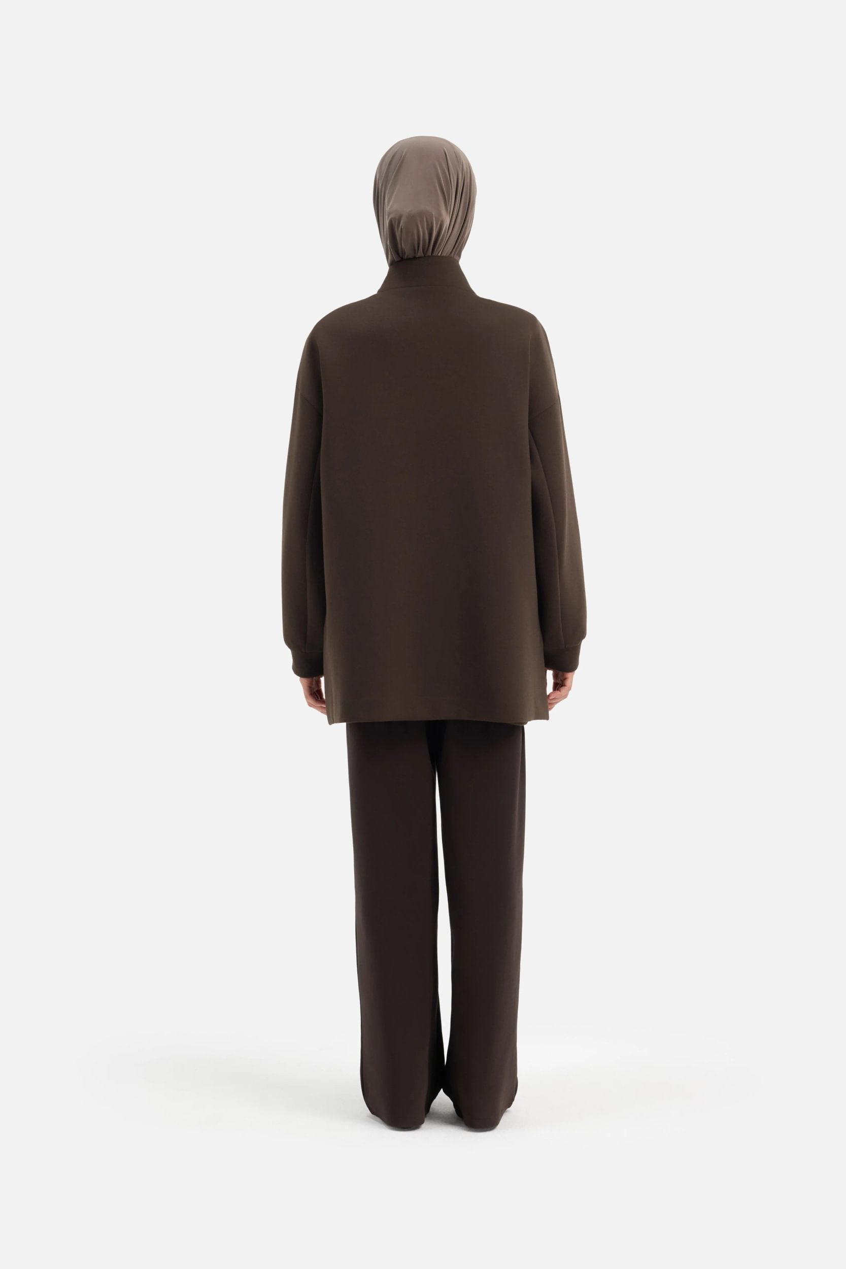 Zipped Jersey Jacket | Dark Truffle