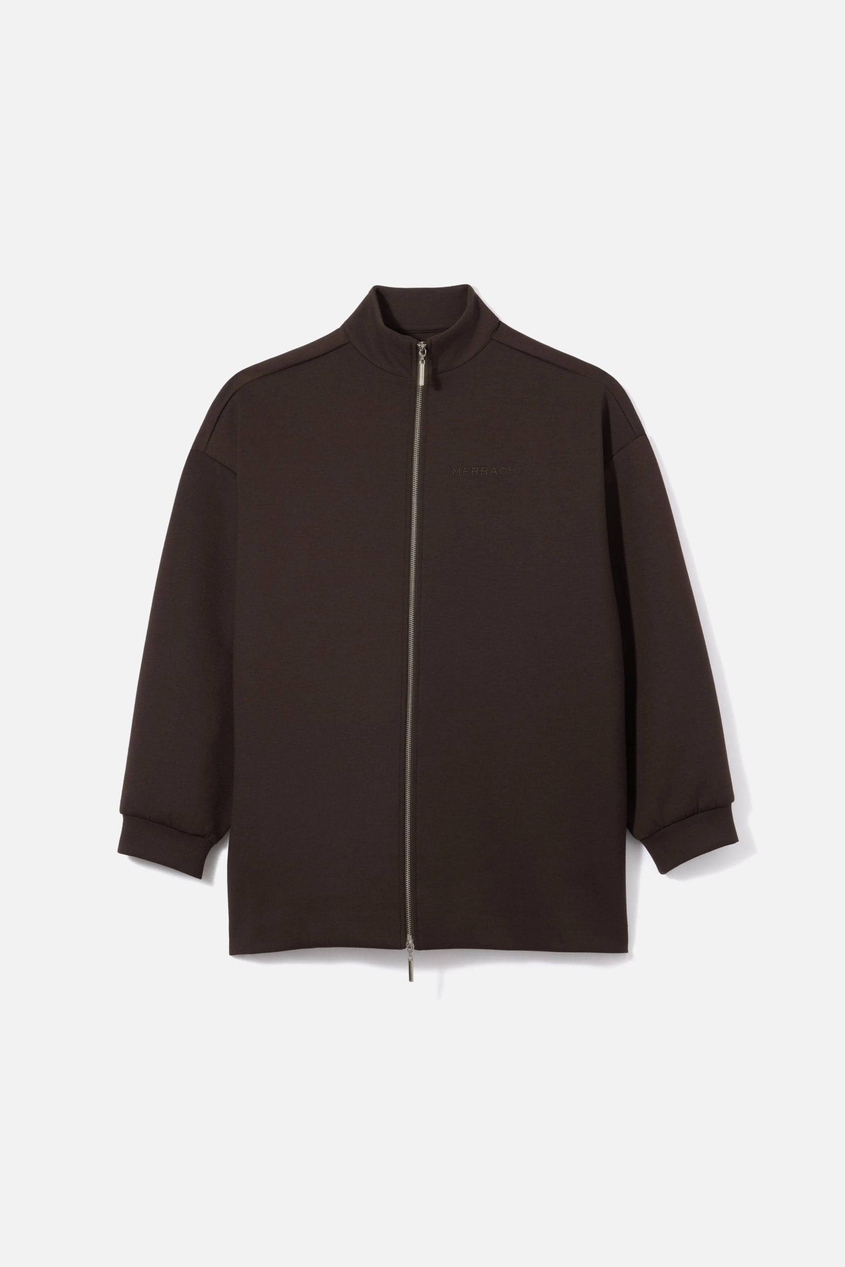 Zipped Jersey Jacket | Dark Truffle