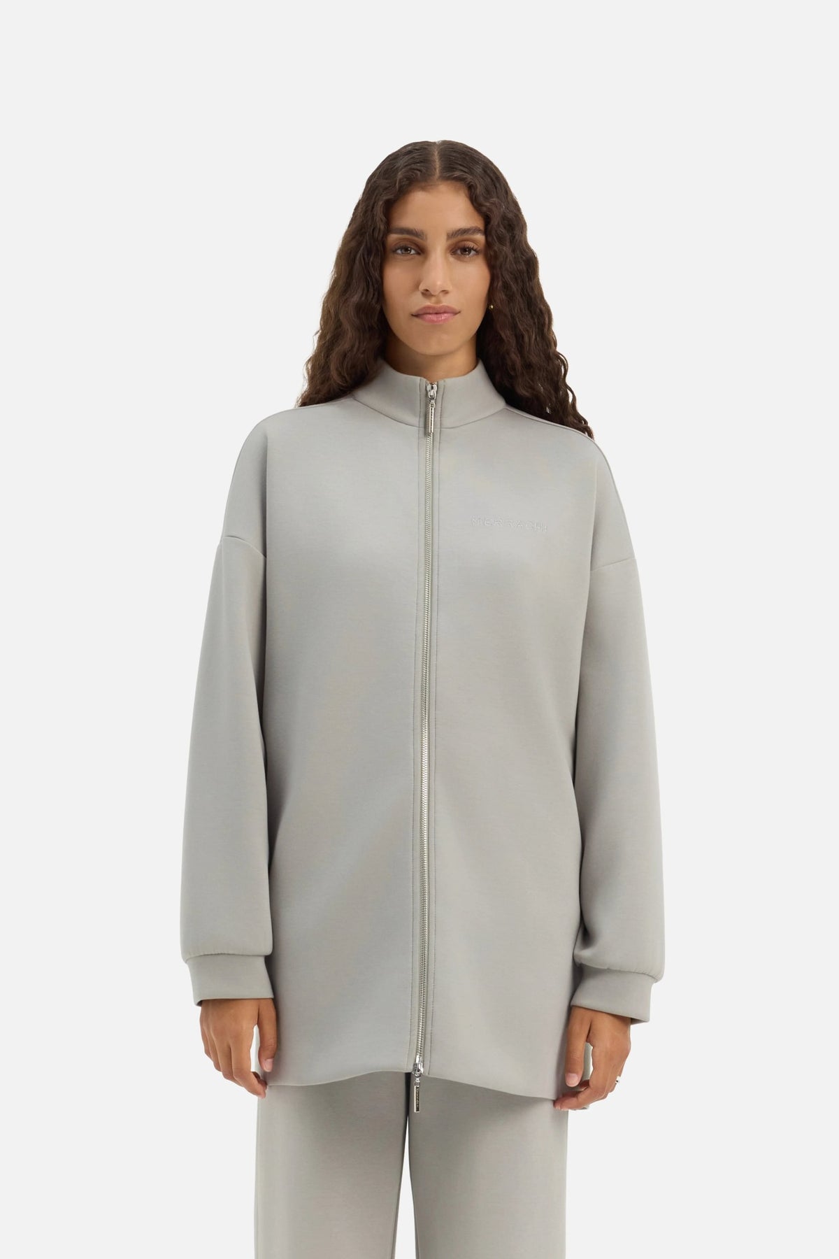 Zipped Jersey Jacket | Pale Grey