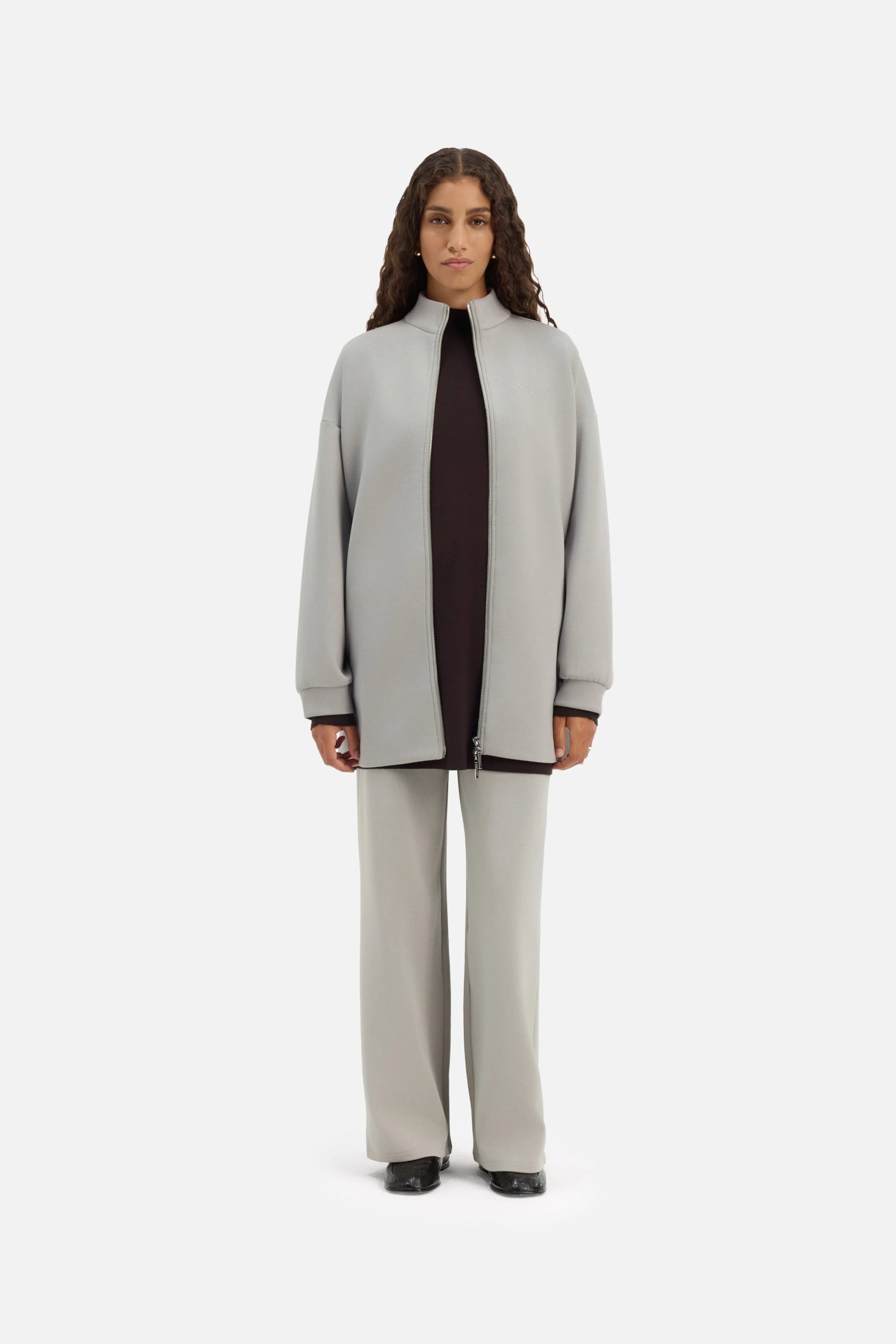 Zipped Jersey Jacket | Pale Grey