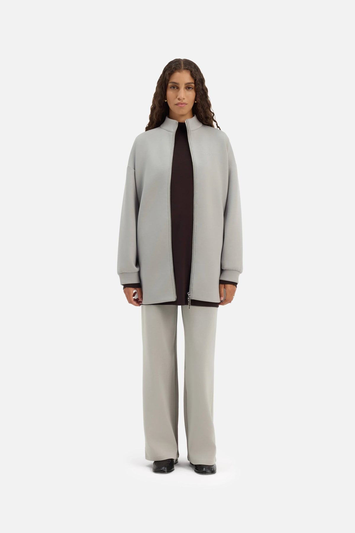 Zipped Jersey Jacket | Pale Grey