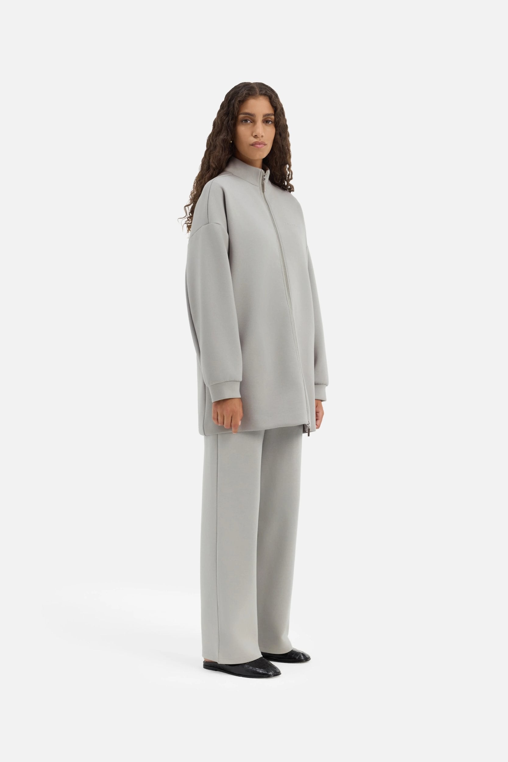 Zipped Jersey Jacket | Pale Grey