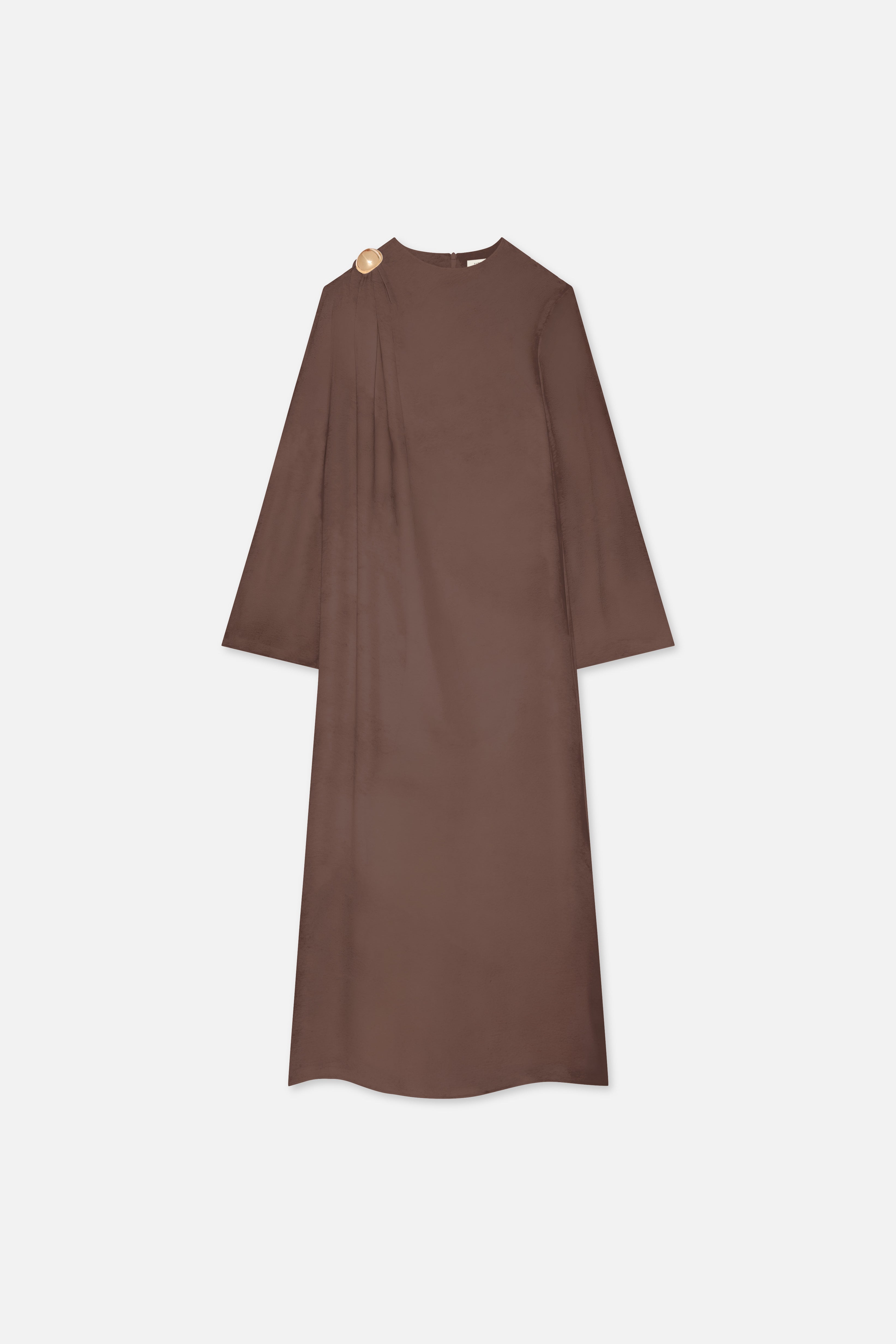 Detailed Shoulder Dress | Ash Brown | MERRACHI Detailed Shoulder Dress | Ash Brown | MERRACHI